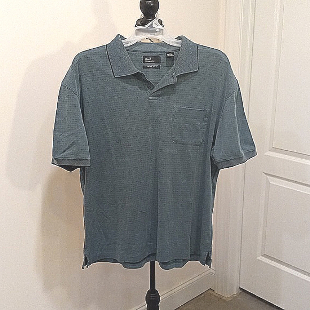 Marc Edwards Men's Collared Short Sleeve Polo Shirt pocket Green Summer neutral